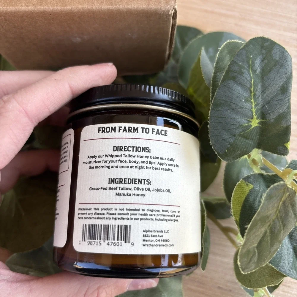 Wrath Remedy Whipped Tallow Honey Balm Strength For Your Skin 4oz